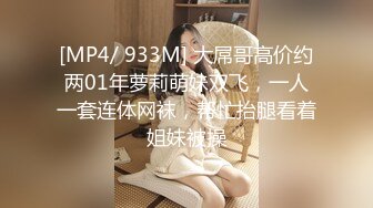 [MP4/ 933M] 大屌哥高价约两01年萝莉萌妹双飞，一人一套连体网袜，帮忙抬腿看着姐妹被操